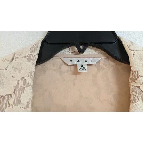 Women's Cabi #249 LACE BLAZER Ivory Cotton Blend Button-Up Jacket Size 6 - Picture 6 of 12